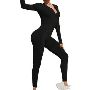 Sleek Black Long Sleeve Jumpsuit